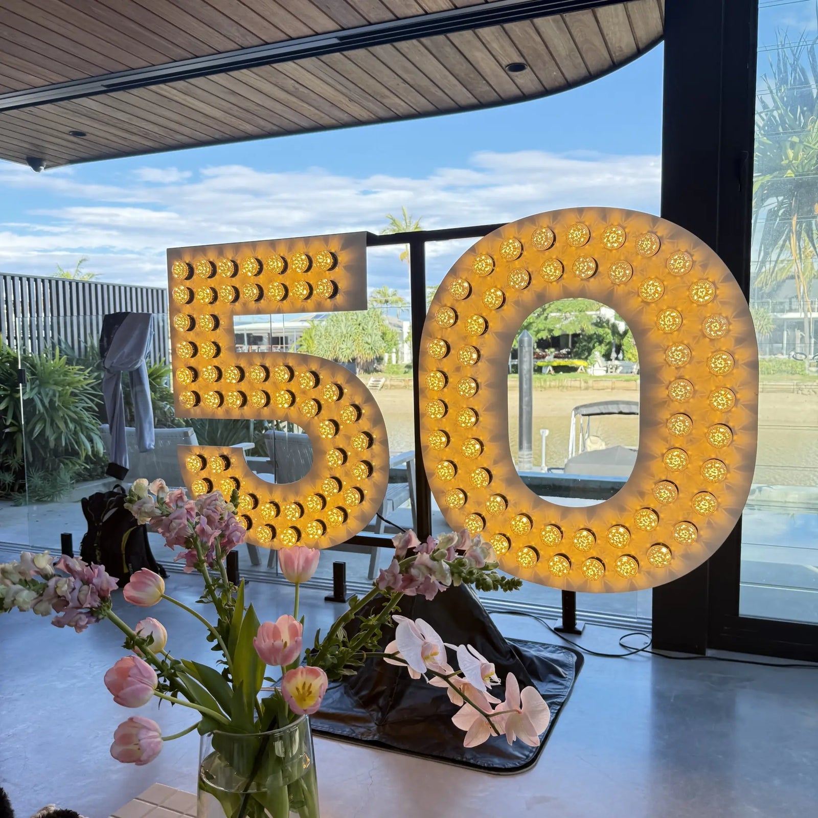 Celebrating 50 with a Giant Bulbed Sign
