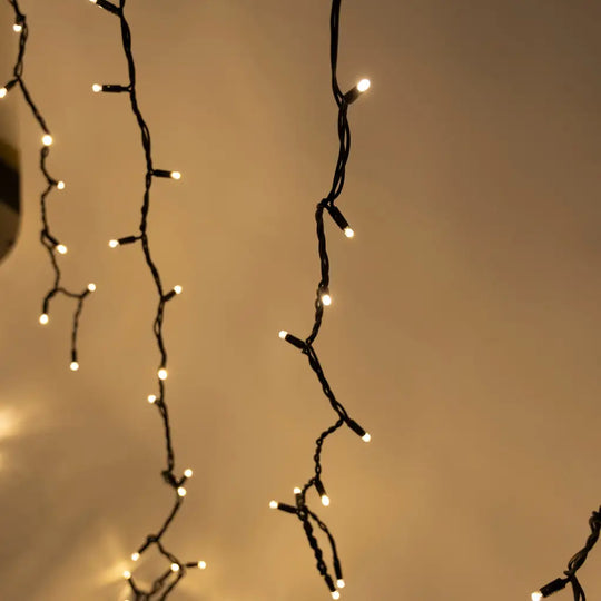 5m w 2m Drops Golden Warm White Icicle Fairy Lights