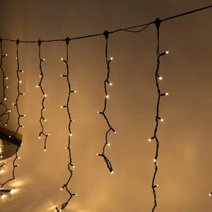 5m w 2m Drops Golden Warm White Icicle Fairy Lights - Self Pick-up - Event Fairy Light Hire Brisbane