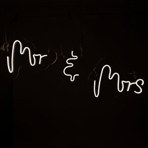 Acrylic Self-Hang "Mr" "&" "Mrs" NEON - Warm White