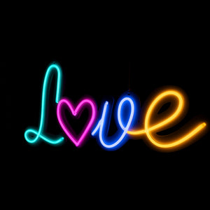 Multi Colour Neon Love Sign with Bulb Heart