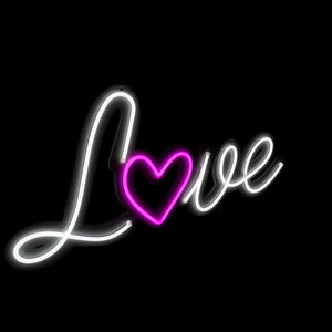 "Love" Self-Hang Heart-Insert NEON - White and Pink