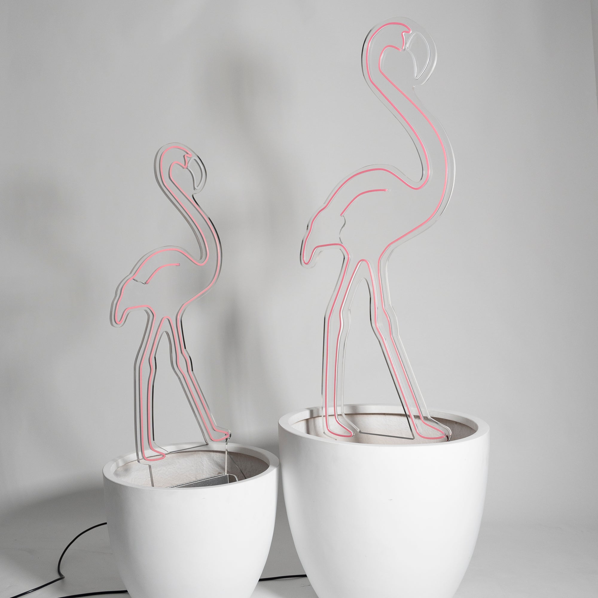 Pink flamboyance of Flamingos In Pot Neon (Set of 4)