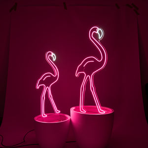 Flamingo In Pot (set of 2) NEON - Pink