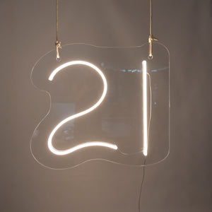 Acrylic Self-Hang "21" NEON- Warm White