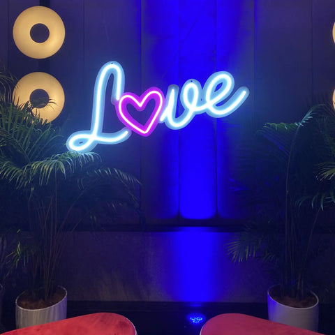 Neon Love Sign - Cool White & Pink