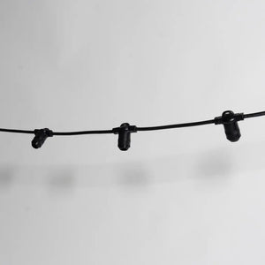E14 Festoon 20m Black Cable with 0.2m Bulb Spacing - Festoon Lighting Hire Brisbane