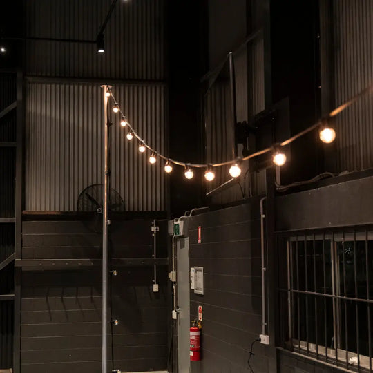Brisbane Festoon Lighting Event Hire with Pole and Stand
