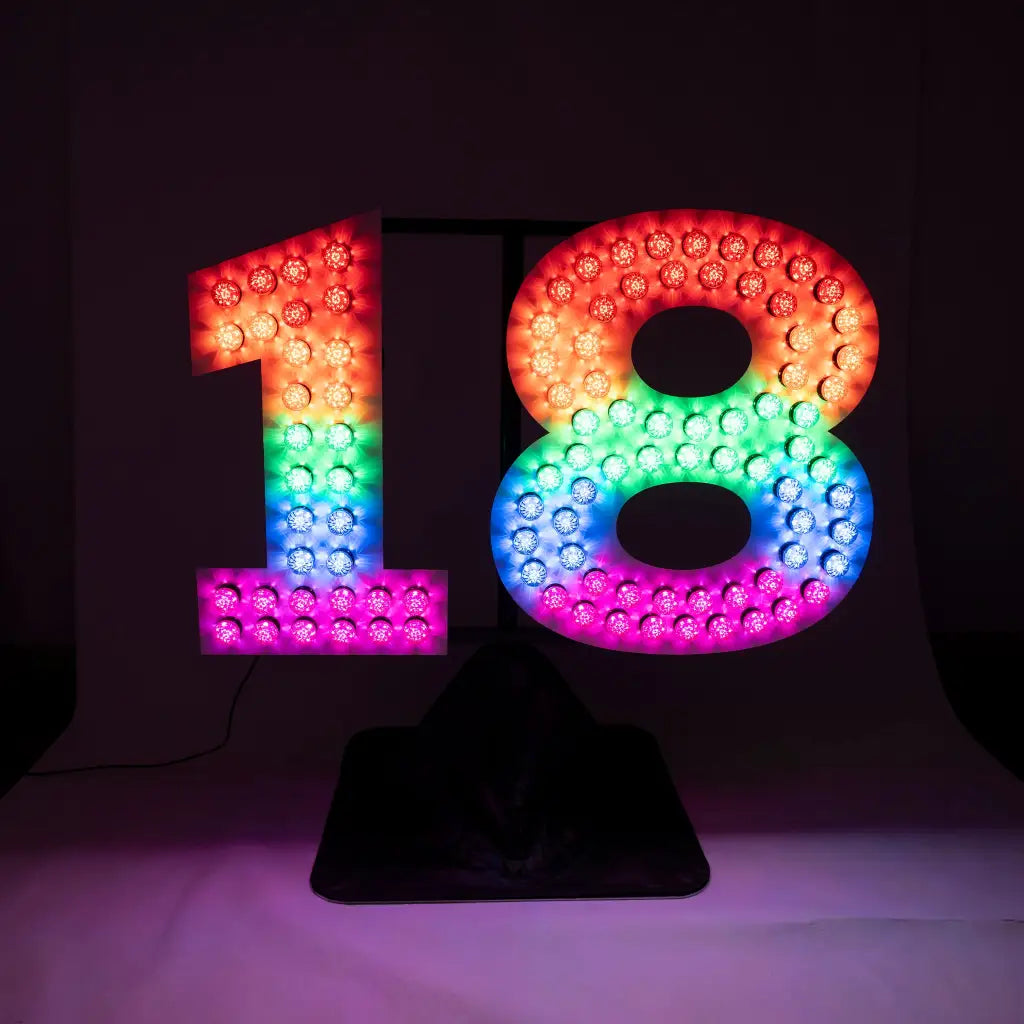 GIANT 18 Sign Double Bulbed - Birthday Sign Hire Brisbane