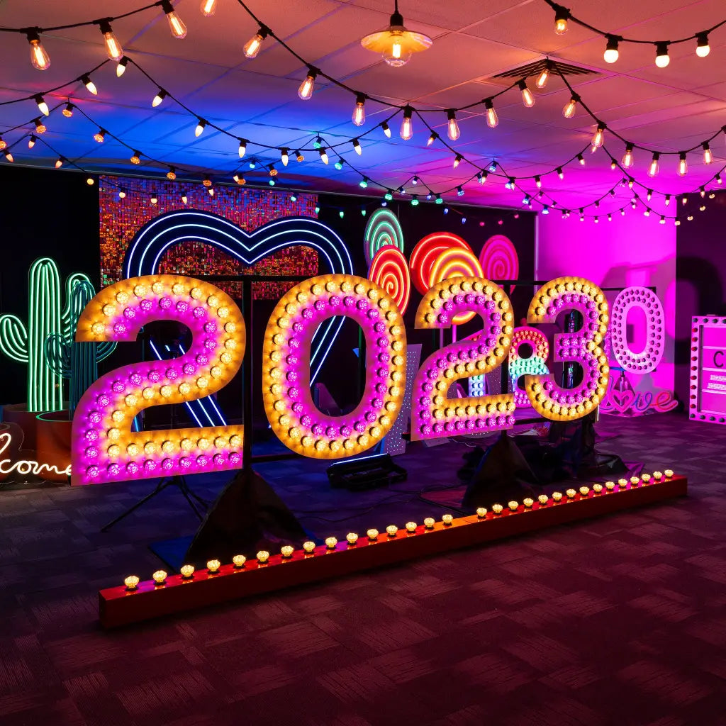 GIANT 2023 Sign Double Bulbed - Birthday Sign Hire Brisbane