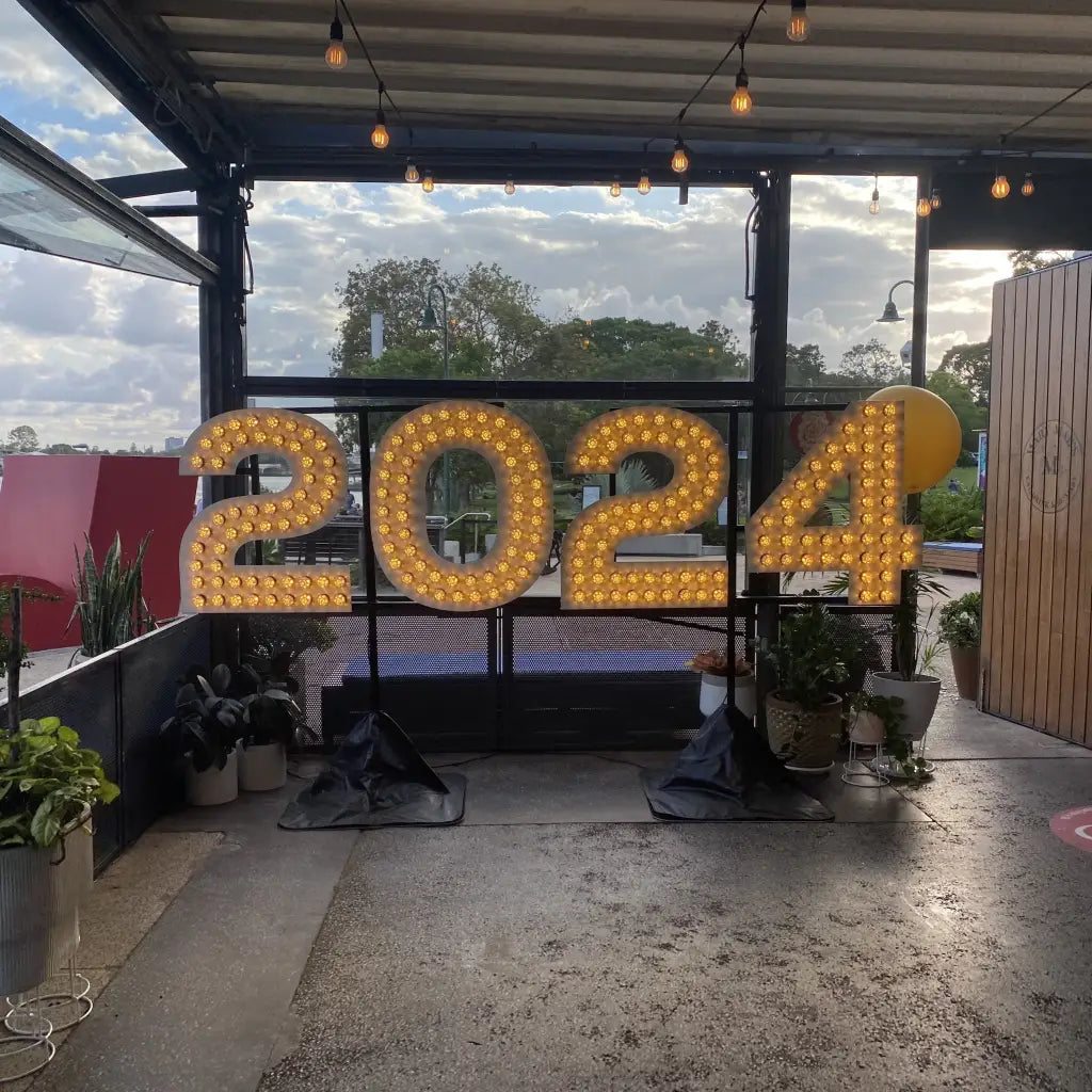 GIANT 2024 Sign Double Bulbed - Birthday Sign Hire Brisbane