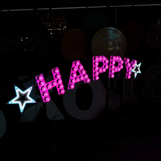 GIANT HAPPY Sign Bulbed