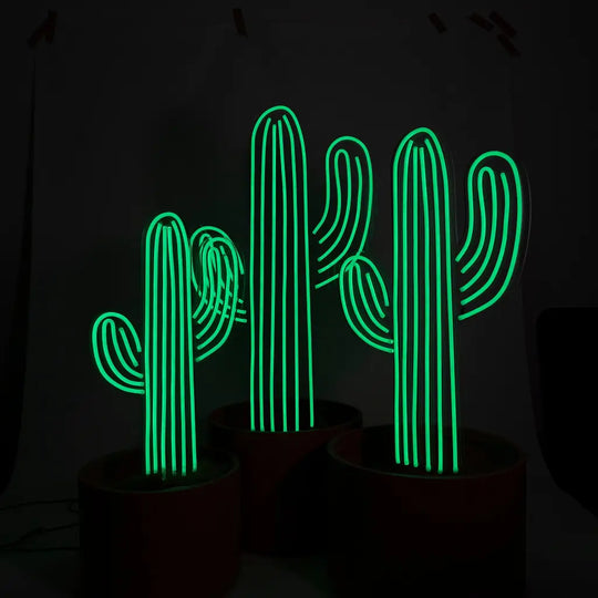 Green Cacti in Pot Neon (Set of 3)