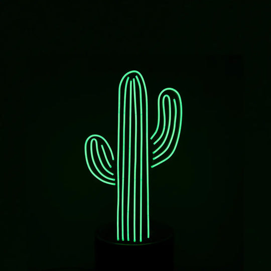 Medium Green Cactus In Pot Neon