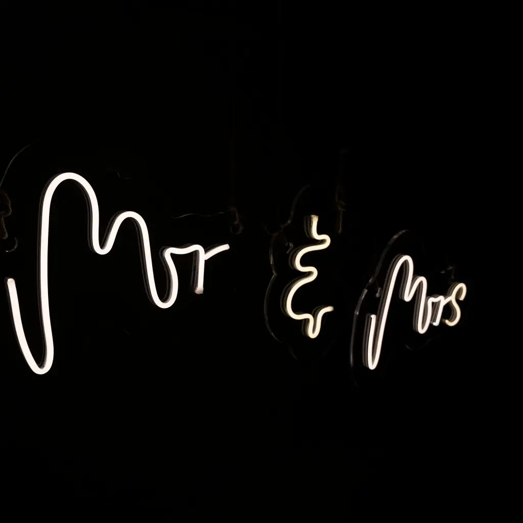 Mrs & Mr Neon Sign - Wedding Neon Sign Hire Brisbane